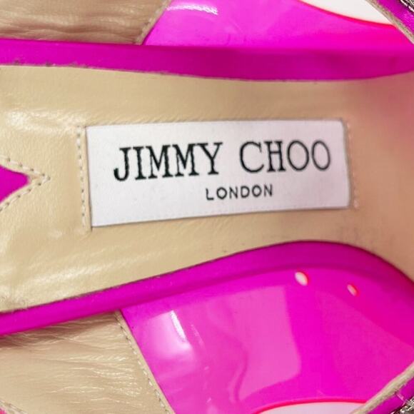 Jimmy Choo Pink Plexi Bing 100 Crystal Embellished Pointed Toe Mule Heel IT 39 - Picture 12 of 12